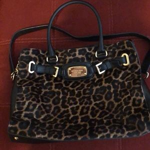 Michael Kors calf hair animal print shoulder bag